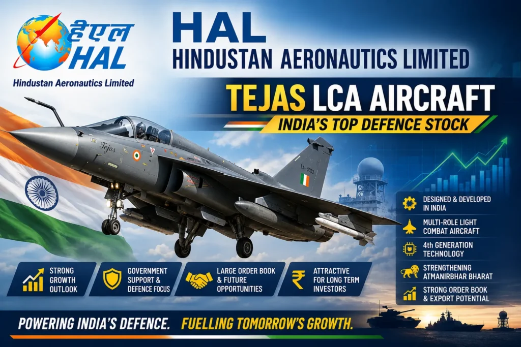 HAL Hindustan Aeronautics Limited Tejas LCA aircraft — India's top defence stock