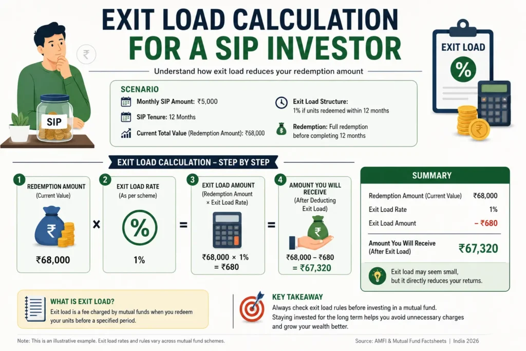 Hidden mutual fund fees exit load calculation SIP investor example India 2026