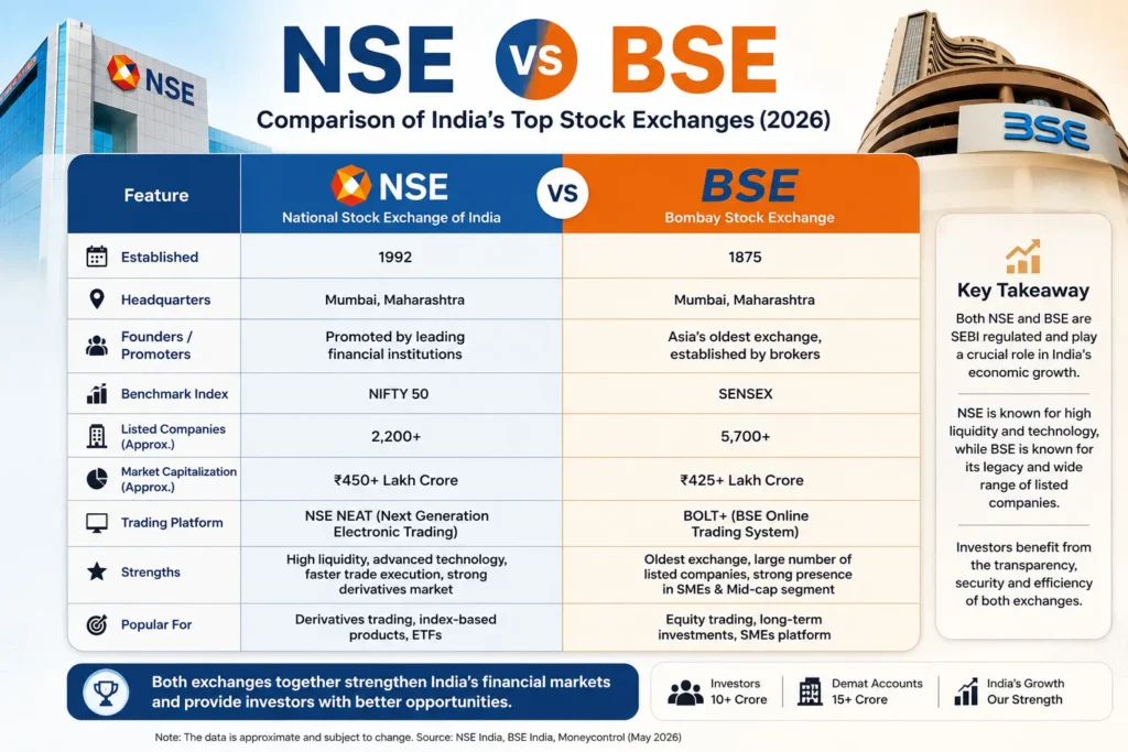 NSE vs BSE comparison chart India 2026