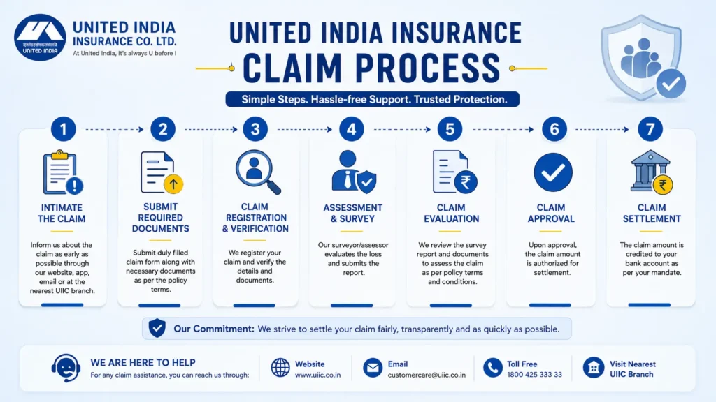 United India Insurance near me claim process step by step guide infographic 2026