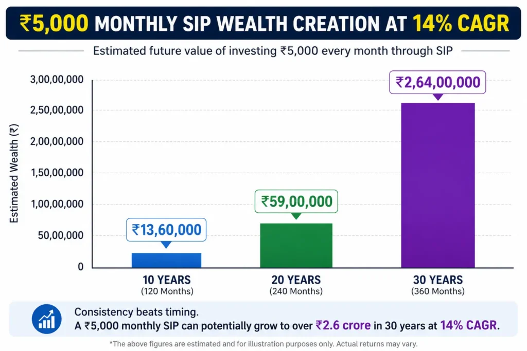 Top 5 mutual funds for SIP to invest in 2026 SIP wealth creation chart